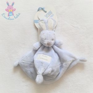 Doudou plat Lapin bleu blanc Very Important Baby VIB