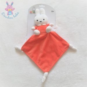Doudou Lapin Miffy Nijntje orange et blanc mouchoir TIAMO