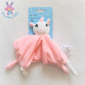 Doudou plat Licorne rose et blanc tout doux NANJING TOYS