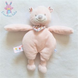 Doudou Ours rose blanc fleurs “Spring time” BOUT’CHOU MONOPRIX