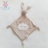 Doudou plat Lapin beige blanc nuage nœuds AUCHAN