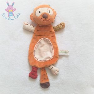 Doudou plat Tigre Tom orange blanc marionnette LILLIPUTIENS