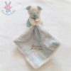 Ours bleu blanc mouchoir "Bisous chaton" DOUDOU ET COMPAGNIE