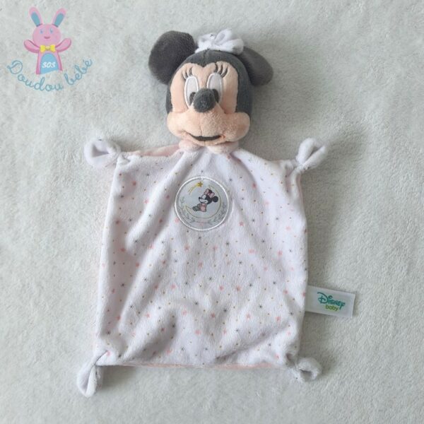 Doudou plat Souris Minnie rose blanc gris étoiles DISNEY SIMBA