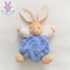 Doudou Lapin boule plume beige bleu et blanc 20 cm KALOO