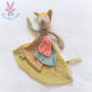 Doudou plat Loup les Tartempois vert bleu rose étoiles MOULIN ROTY