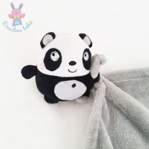 Doudou Panda noir blanc couverture polaire gris NICOTOY SIMBA