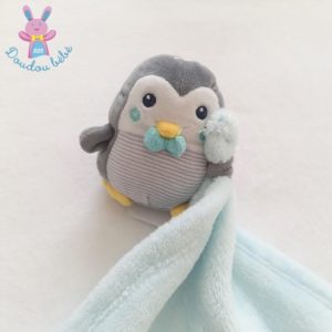 Doudou Pingouin gris rayé couverture polaire bleu SIMBA NICOTOY