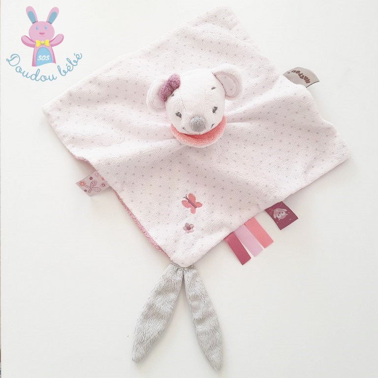 doudou Nattou Souris Rose pois gris Adele & Valentine Plat