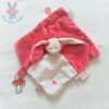 Doudou plat Lapin Anna & Pili rose beige attache tétine NOUKIE'S