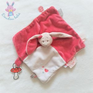 Doudou plat Lapin Anna & Pili rose beige attache tétine NOUKIE’S