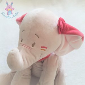 Doudou éléphant Pili gris et rose 42 cm NOUKIE’S