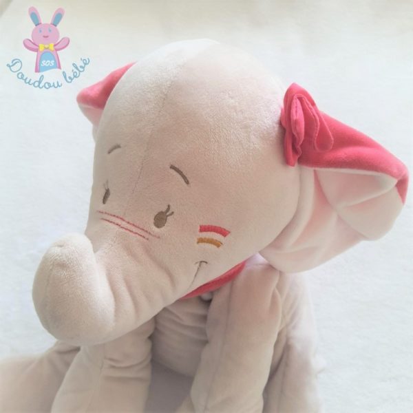 Doudou éléphant Pili gris et rose 42 cm NOUKIE'S