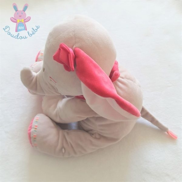 Doudou éléphant Pili gris et rose 42 cm NOUKIE'S