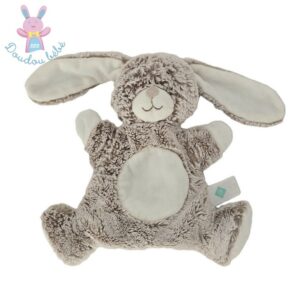 Doudou Lapin marionnette blanc et beige chiné TEX BABY