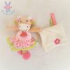 Doudou Vache Coquillette rose pois mouchoir blanc BABY NAT