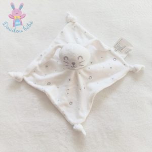 Doudou plat Lapin dormeur plat blanc gris étoiles SIPLEC LECLERC