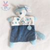 Doudou plat Renard indien bleu blanc feuilles MOTS D'ENFANTS