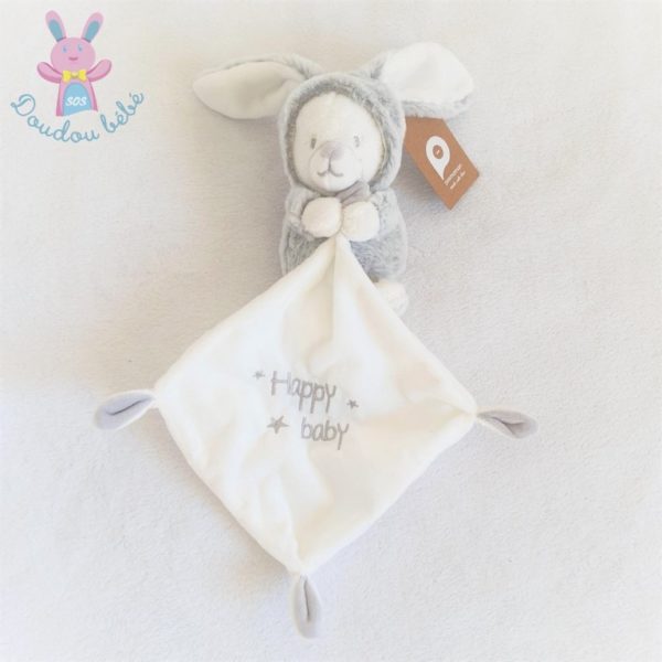 Doudou Ours déguisé en Lapin gris mouchoir Happy Baby ORCHESTRA PREMAMAN