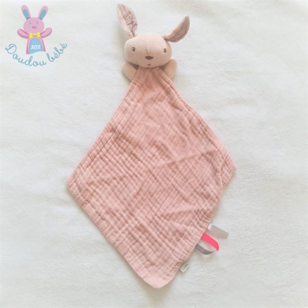 Doudou plat Lapin lange coton rose Du Pareil Au Même DPAM