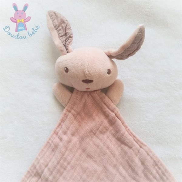 Doudou plat Lapin lange coton rose Du Pareil Au Même DPAM