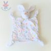 Doudou plat Lapin blanc coloré cœurs ronds étoiles Z Grain de Blé