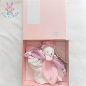 doudou bebe fille plat avec tete d'ourson rose hochets doudous et