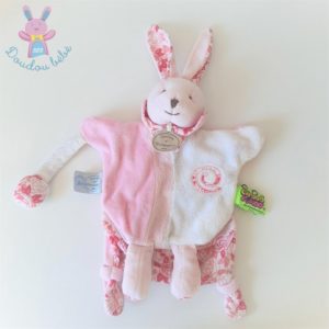 Lapin marionnette rose et blanc Tatoo fleurs DOUDOU ET COMPAGNIE