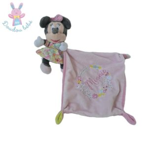 Doudou Souris Minnie robe mouchoir rose fleurs DISNEY