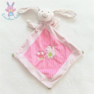Doudou plat Lapin rose blanc hibou renard TEX BABY