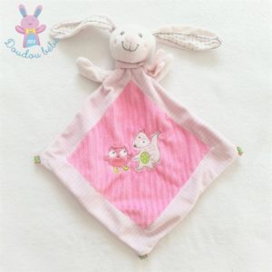 Doudou plat Lapin rose blanc hibou renard TEX BABY