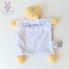 Doudou plat Léopard gris blanc jaune feuilles MOTS D'ENFANTS