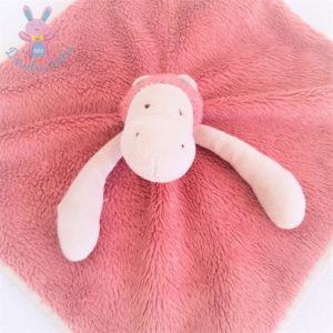 Doudou plat Hippopotame rose beige les Zazous MOULIN ROTY