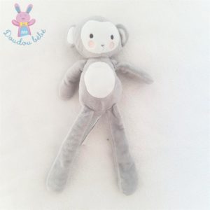 Doudou Singe gris blanc et rose 30 cm SIMBA KIABI