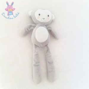 Doudou Singe gris blanc et rose 30 cm SIMBA KIABI