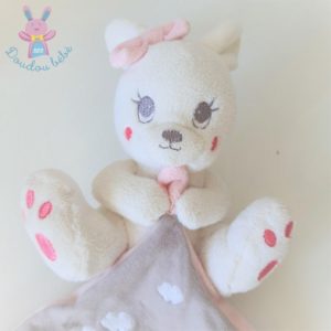 Doudou Lapin blanc mouchoir gris rose “I love you” nuages SIMBA