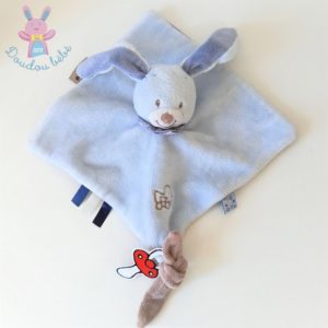 Doudou plat Lapin Alex & Bibou bleu marron canard NATTOU