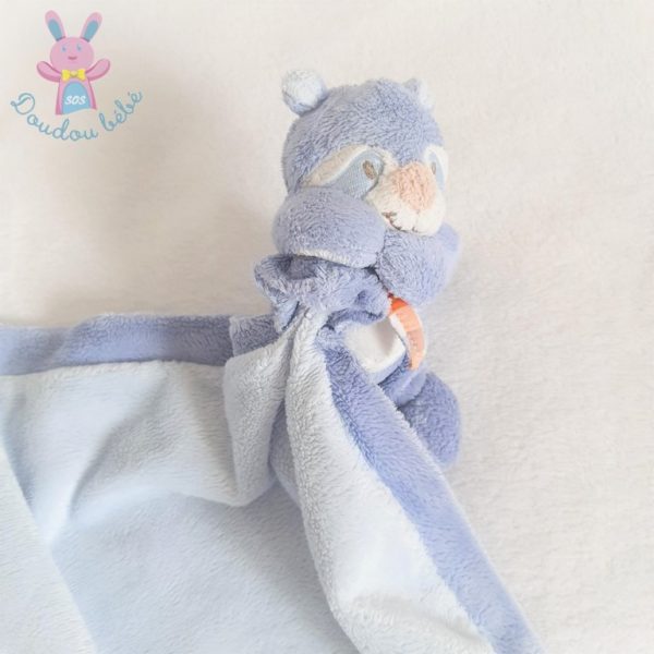 Doudou Raton laveur William couverture bleu blanc NOUKIE'S