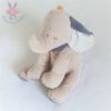 Doudou éléphant beige bleu Wapi et Bao 32 cm NOUKIE'S