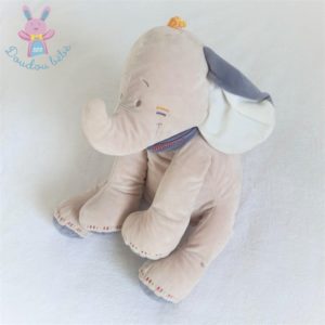 Doudou éléphant beige bleu Wapi et Bao 32 cm NOUKIE’S