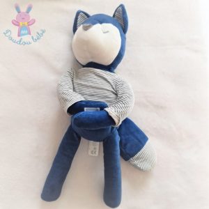 Doudou Renard bleu foncé et blanc t-shirt rayé OBAIBI