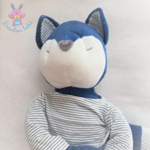 Doudou Renard bleu foncé et blanc t-shirt rayé OBAIBI