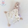 Doudou Ours marron beige mouchoir blanc étoiles POMMETTE