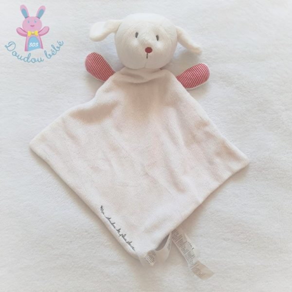 Doudou doux Mouton plat blanc rayé rouge SERGENT MAJOR