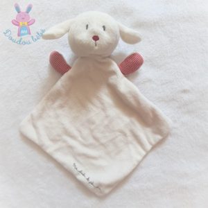 Doudou doux Mouton plat blanc rayé rouge SERGENT MAJOR