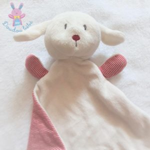 Doudou doux Mouton plat blanc rayé rouge SERGENT MAJOR