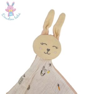 Doudou plat Lapin lange blanc rose chien hérisson carotte SIMBA