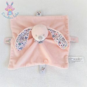 Doudou plat rose pâle fleurs "mon doudou" BOUT'CHOU