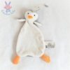 Doudou plat Pingouin blanc gris orange tout doux H&M