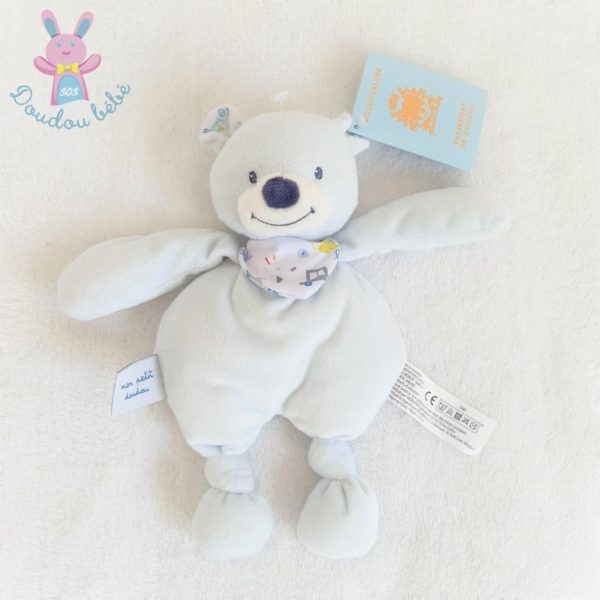 Doudou Ours bleu pâle "Mon petit doudou" BOUT'CHOU MONOPRIX